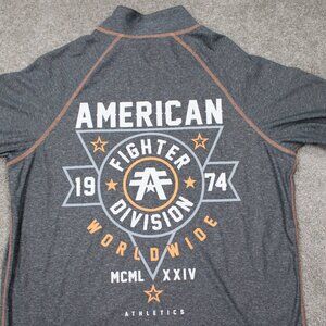 American Fighter Sweatshirt Men 2XL XXL Gray/Orange 1/4 Zip L/S Pullover Sweater